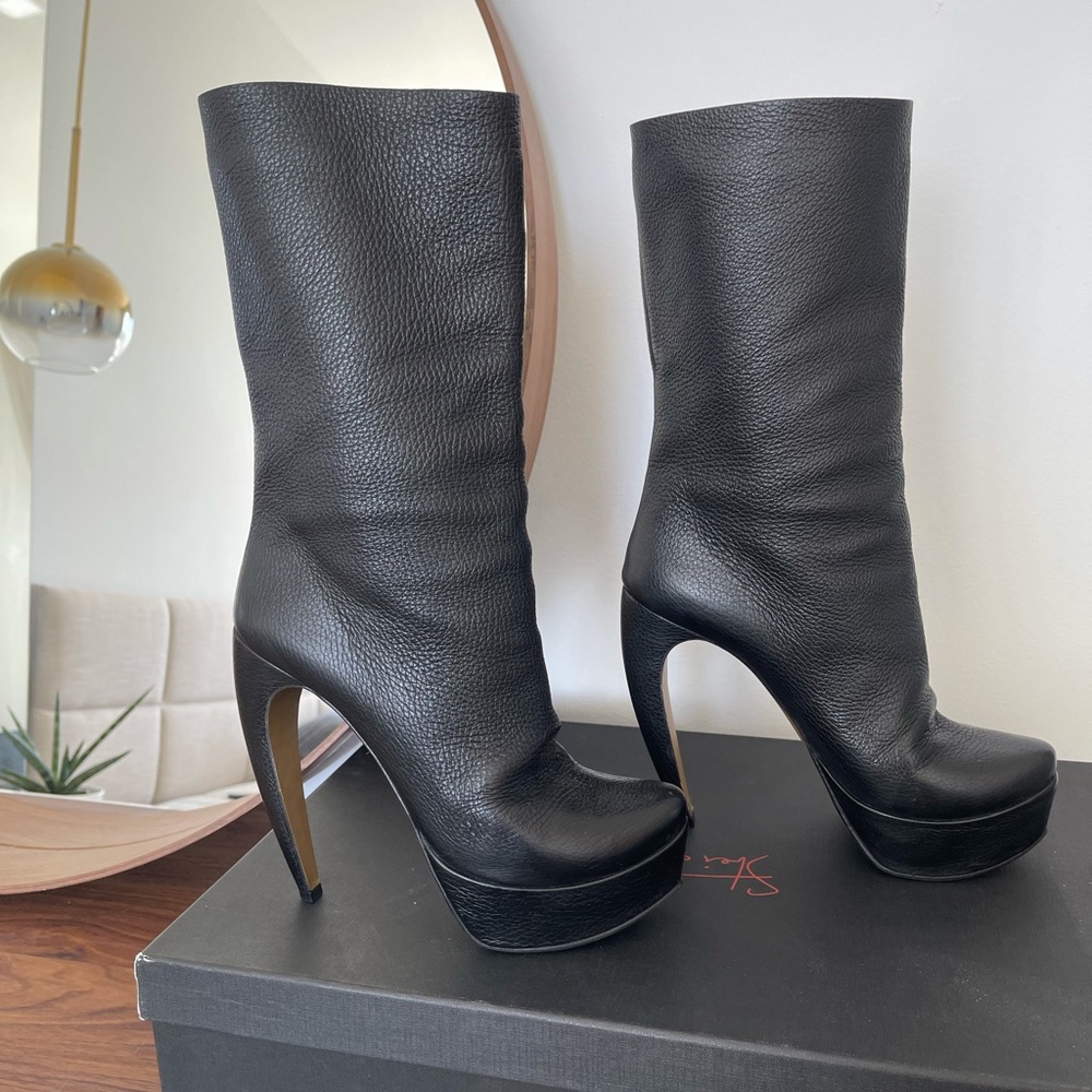 Walter Steiger Leather Midcalf Boots Black Size 38